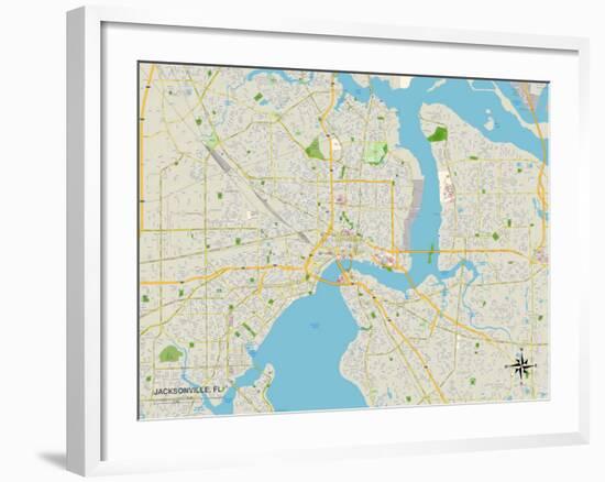 Political Map of Jacksonville, FL-null-Framed Art Print