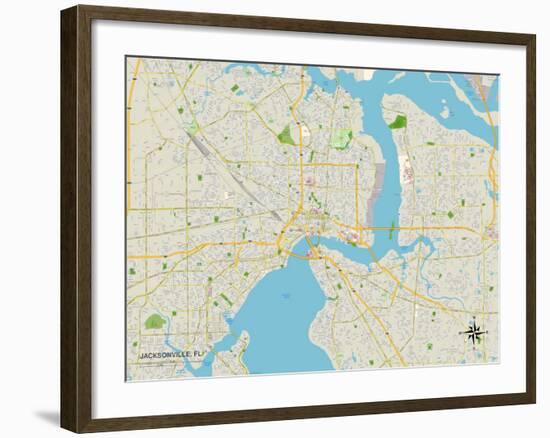 Political Map of Jacksonville, FL-null-Framed Art Print