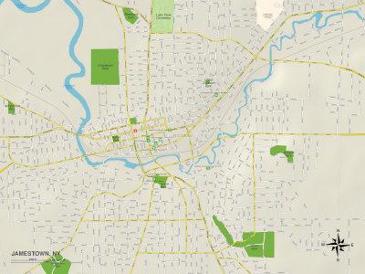 'Political Map of Jamestown, NY' Prints | AllPosters.com