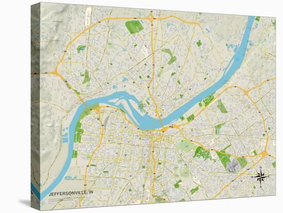 Political Map of Jeffersonville, IN-null-Stretched Canvas