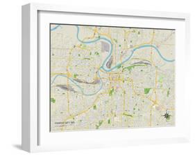 Political Map of Kansas City, MO-null-Framed Art Print