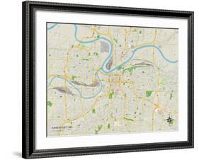 Political Map of Kansas City, MO-null-Framed Art Print