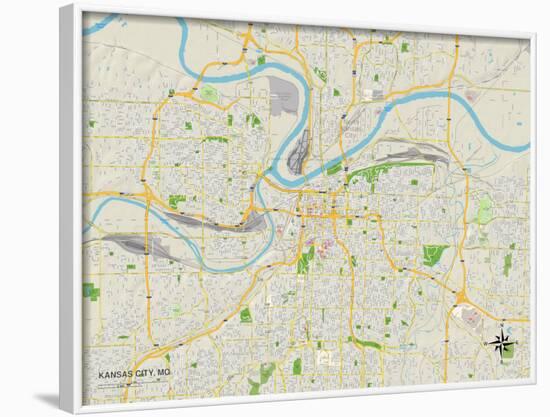 Political Map of Kansas City, MO-null-Framed Art Print