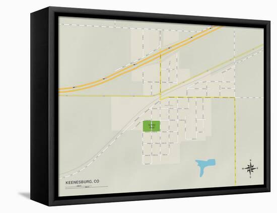 Political Map of Keenesburg, CO-null-Framed Stretched Canvas