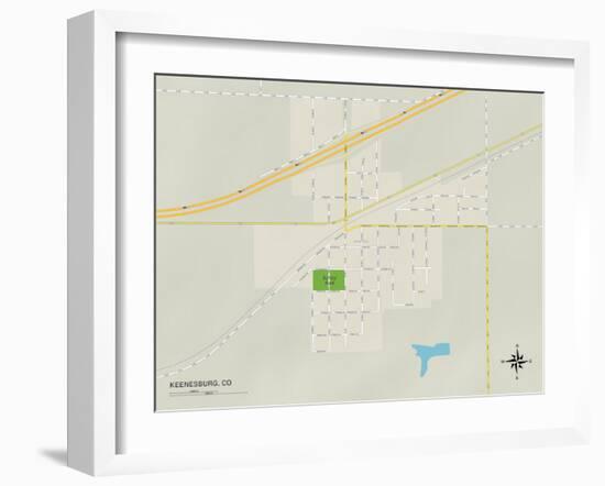 Political Map of Keenesburg, CO-null-Framed Art Print