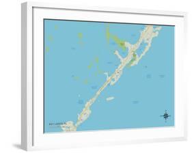 Political Map of Key Largo, FL-null-Framed Art Print