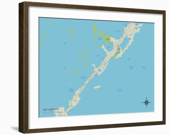 Political Map of Key Largo, FL-null-Framed Art Print
