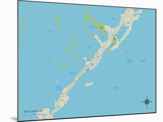Political Map of Key Largo, FL-null-Mounted Art Print