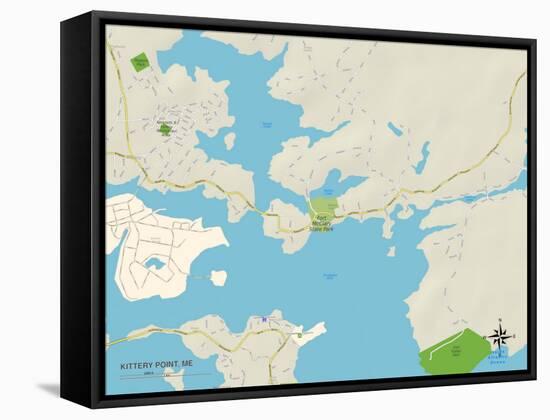 Political Map of Kittery Point, ME-null-Framed Stretched Canvas