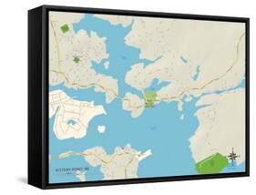 Political Map of Kittery Point, ME-null-Framed Stretched Canvas