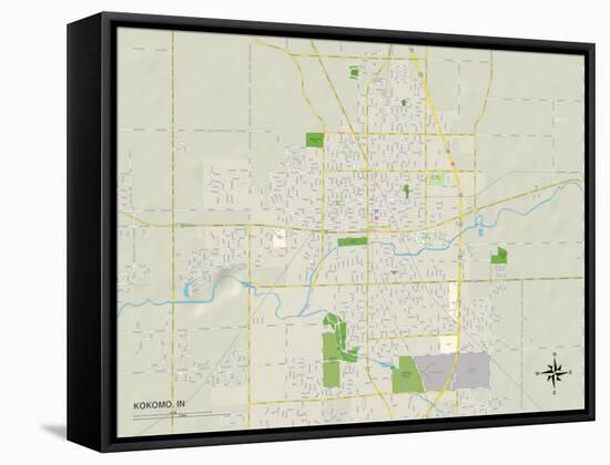 Political Map of Kokomo, IN-null-Framed Stretched Canvas