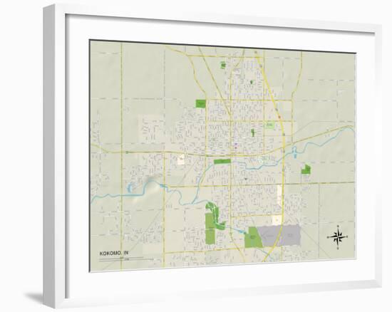 Political Map of Kokomo, IN-null-Framed Art Print