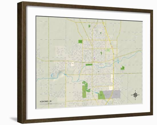 Political Map of Kokomo, IN-null-Framed Art Print