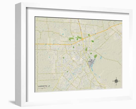 Political Map of Lafayette, LA-null-Framed Art Print