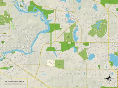 'Political Map of Lake Barrington, IL' Posters | AllPosters.com