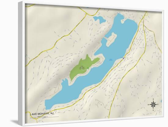 Political Map of Lake Mohawk, NJ-null-Framed Art Print