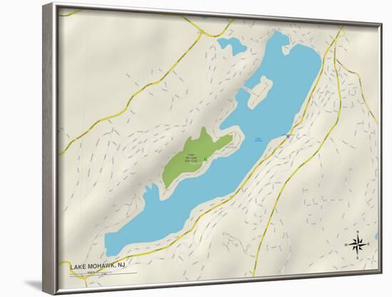 Political Map of Lake Mohawk, NJ-null-Framed Art Print