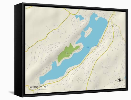 Political Map of Lake Mohawk, NJ-null-Framed Stretched Canvas