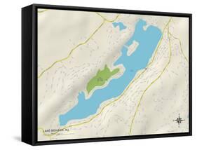 Political Map of Lake Mohawk, NJ-null-Framed Stretched Canvas