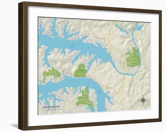 Political Map of Lake Ozark, MO-null-Framed Art Print