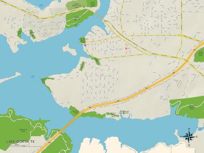 'Political Map of Lake Worth, TX' Poster | AllPosters.com