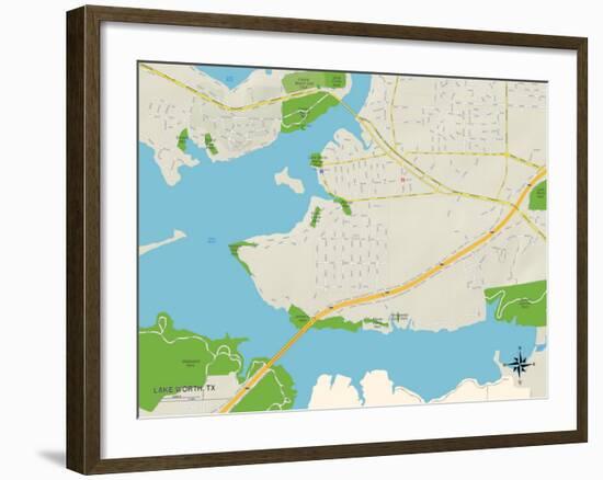 Political Map of Lake Worth, TX-null-Framed Art Print