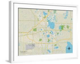 Political Map of Lakeland, FL-null-Framed Art Print