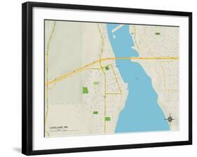 Political Map of Lakeland, MN-null-Framed Art Print