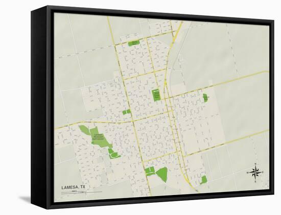 Political Map of Lamesa, TX-null-Framed Stretched Canvas