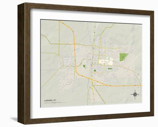 Political Map of Laramie, WY-null-Framed Art Print