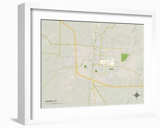 Political Map of Laramie, WY-null-Framed Art Print