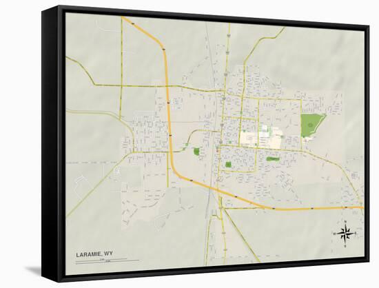 Political Map of Laramie, WY-null-Framed Stretched Canvas