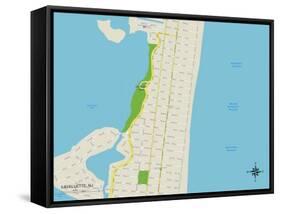 Political Map of Lavallette, NJ-null-Framed Stretched Canvas