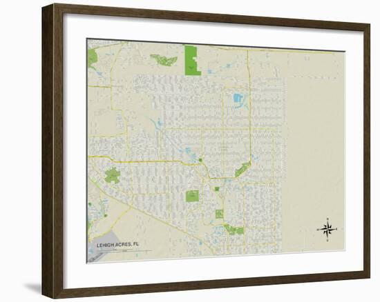 Political Map of Lehigh Acres, FL-null-Framed Art Print