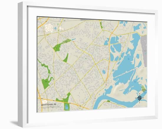 Political Map of Levittown, PA-null-Framed Art Print