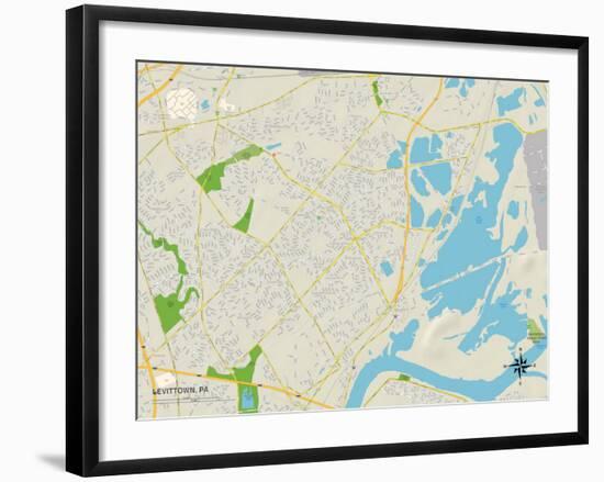 Political Map of Levittown, PA-null-Framed Art Print