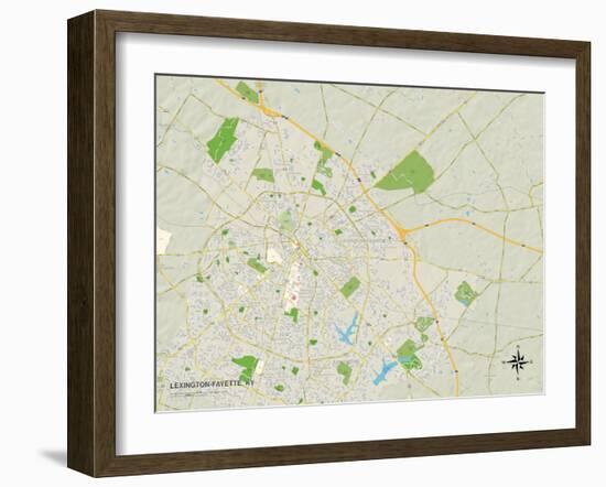 Political Map of Lexington-Fayette, KY-null-Framed Art Print