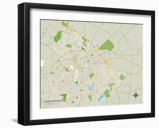 Political Map of Lexington-Fayette, KY-null-Framed Art Print