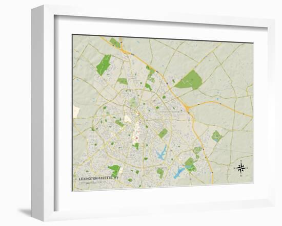 Political Map of Lexington-Fayette, KY-null-Framed Art Print