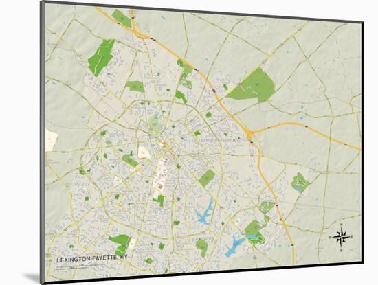 Political Map of Lexington-Fayette, KY-null-Mounted Art Print