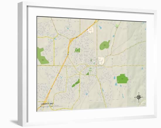 Political Map of Liberty, MO-null-Framed Art Print