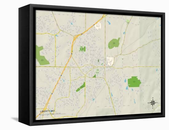 Political Map of Liberty, MO-null-Framed Stretched Canvas