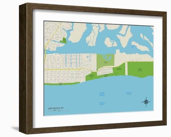 Political Map of Lido Beach, NY-null-Framed Art Print