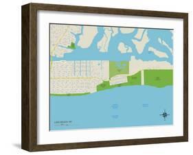 Political Map of Lido Beach, NY-null-Framed Art Print