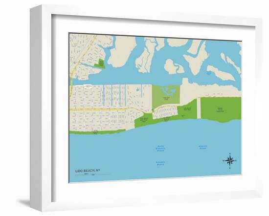 Political Map of Lido Beach, NY-null-Framed Art Print