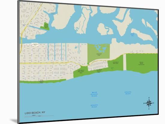 Political Map of Lido Beach, NY-null-Mounted Art Print