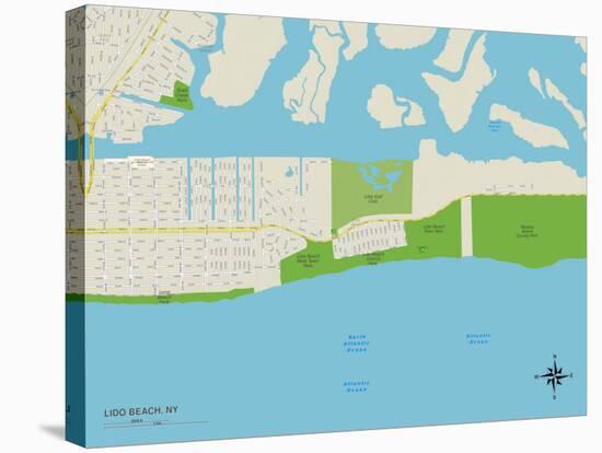 Political Map of Lido Beach, NY-null-Stretched Canvas