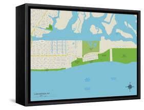 Political Map of Lido Beach, NY-null-Framed Stretched Canvas