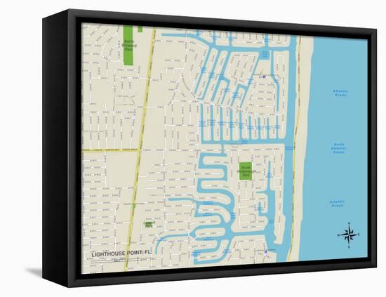 Political Map of Lighthouse Point, FL-null-Framed Stretched Canvas