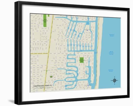 Political Map of Lighthouse Point, FL-null-Framed Art Print